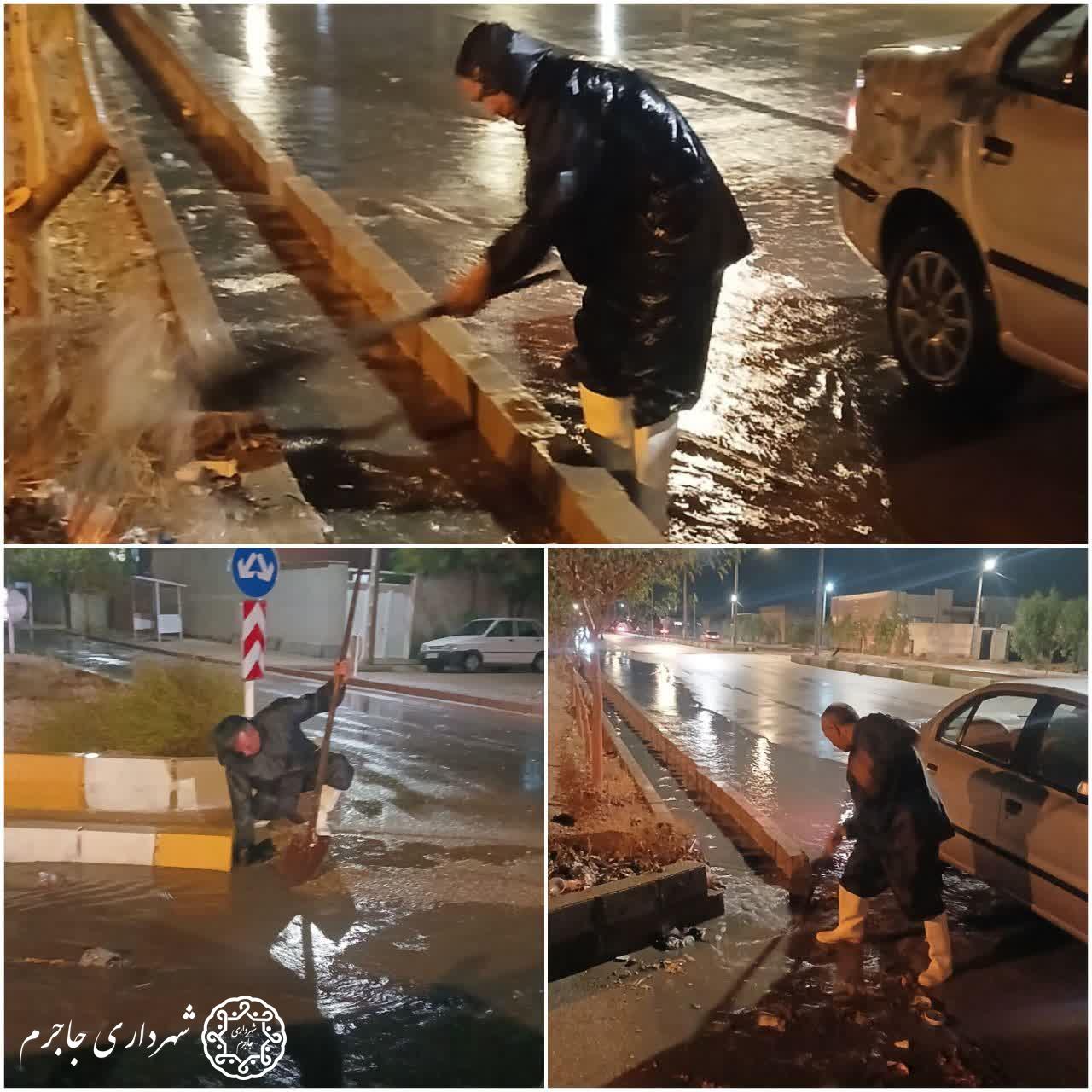 رفع آبگرفتگی معابر جاجرم در پی بارندگی شدید شب گذشته
